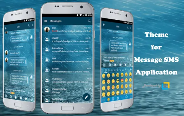 SMS Messages Bubble Rain Theme android App screenshot 5